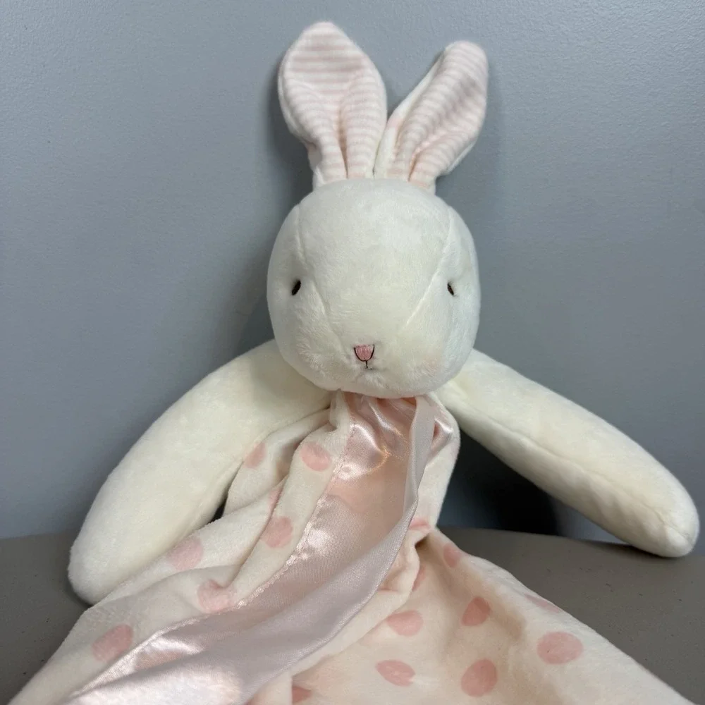 Bunnies by the Bay Lovey Pink Polka Dot Satin Bunny Buddy Security Blanket
